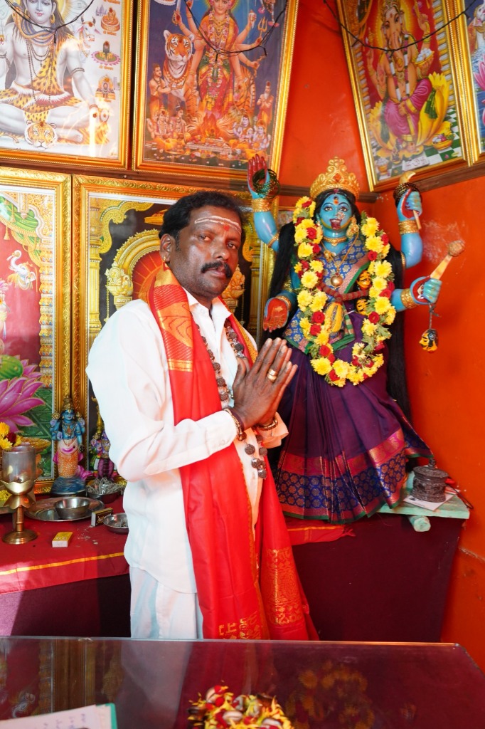 Guruji Ganesh Poduval in front of Goddess Kali